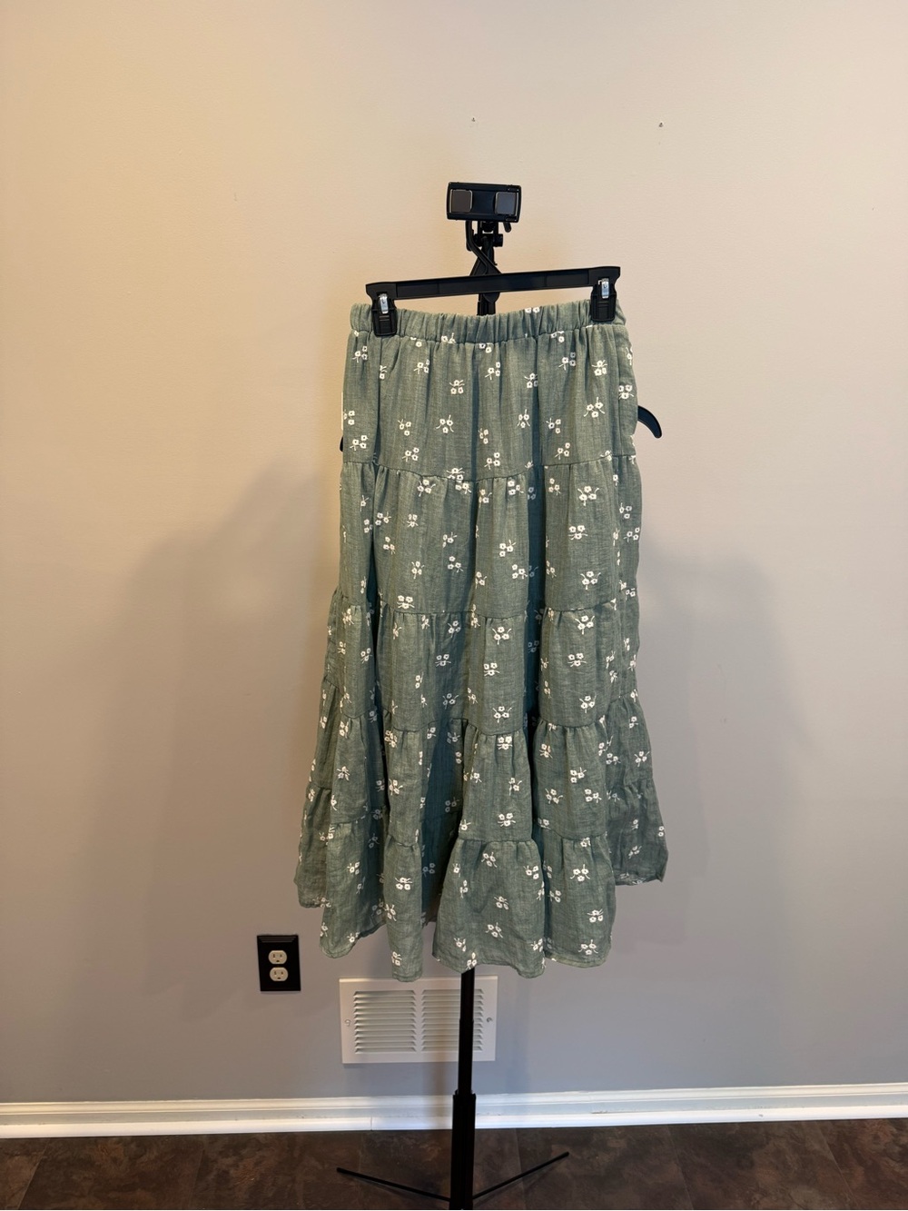 Altar'd State Sage Green Floral Tiered Maxi Skirt - Picture 5 of 5